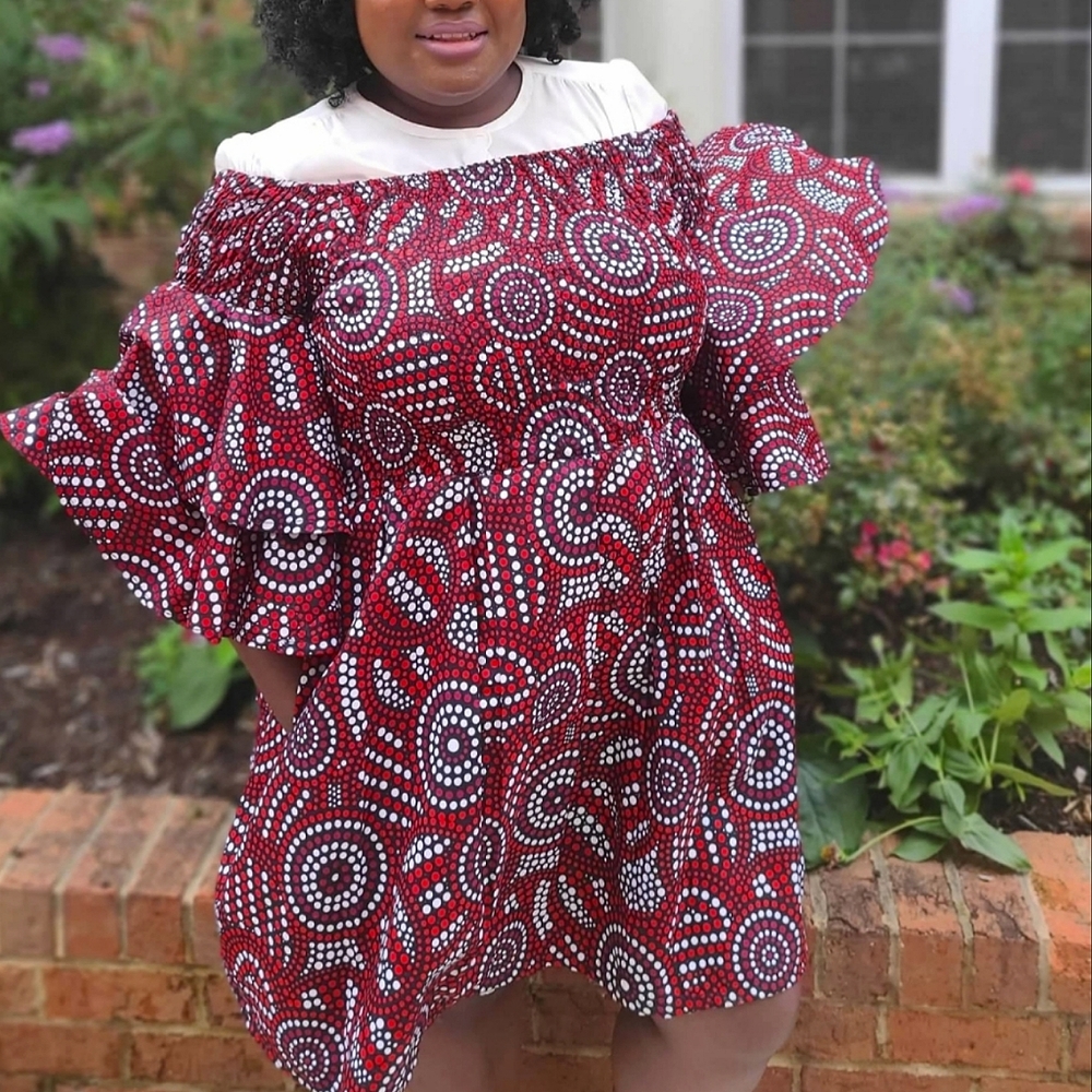 Smocked African Print Dress-size 14